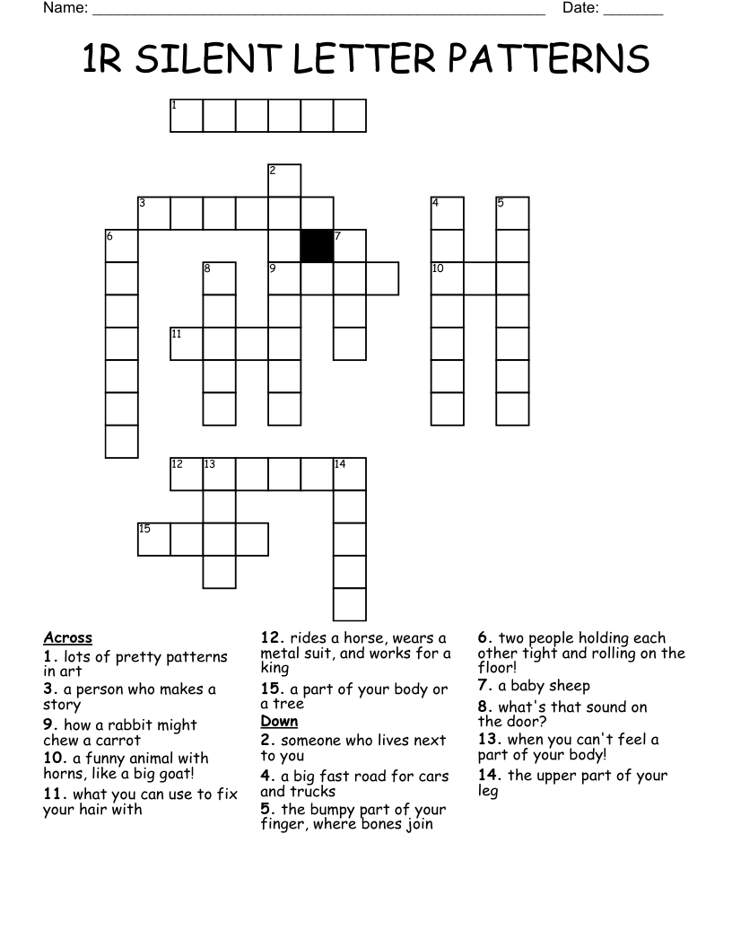 1R SILENT LETTER PATTERNS  Crossword