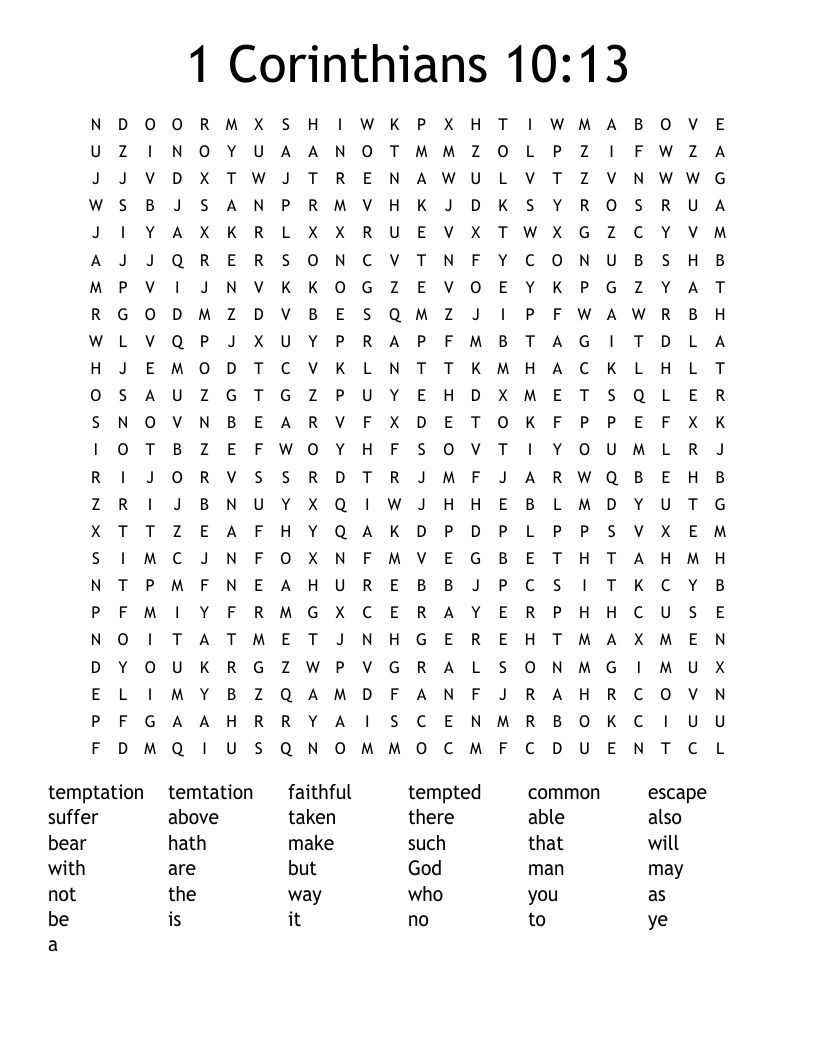 1 Corinthians 10:13 Word Search