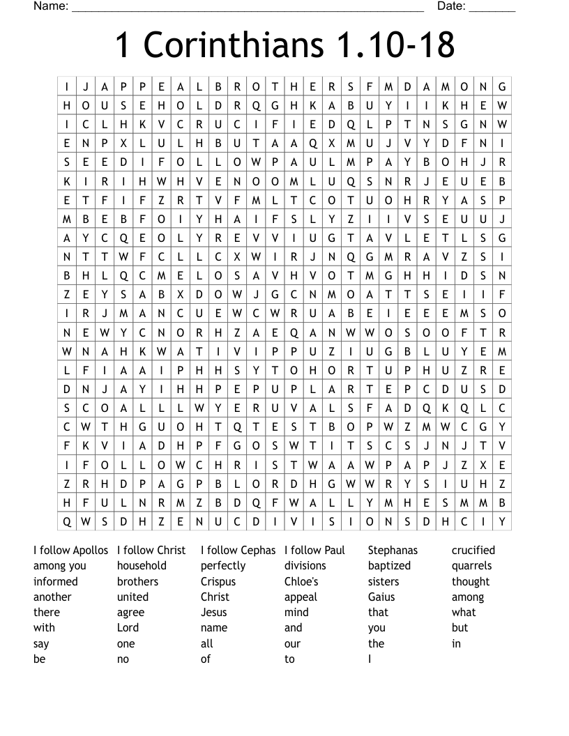 1 Corinthians 1.10-18 Word Search
