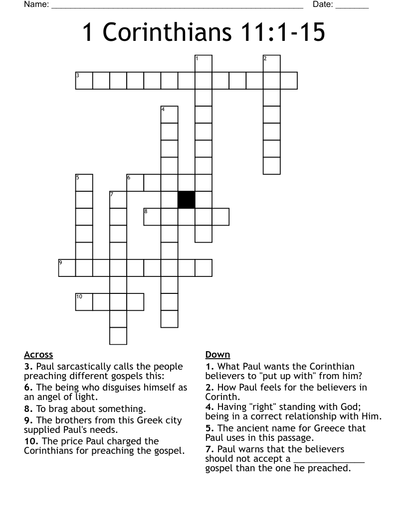 1 Corinthians 11:1-15 Crossword