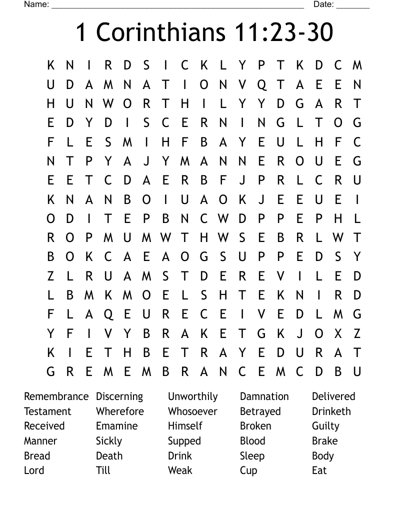 1 Corinthians 11:23-30 Word Search