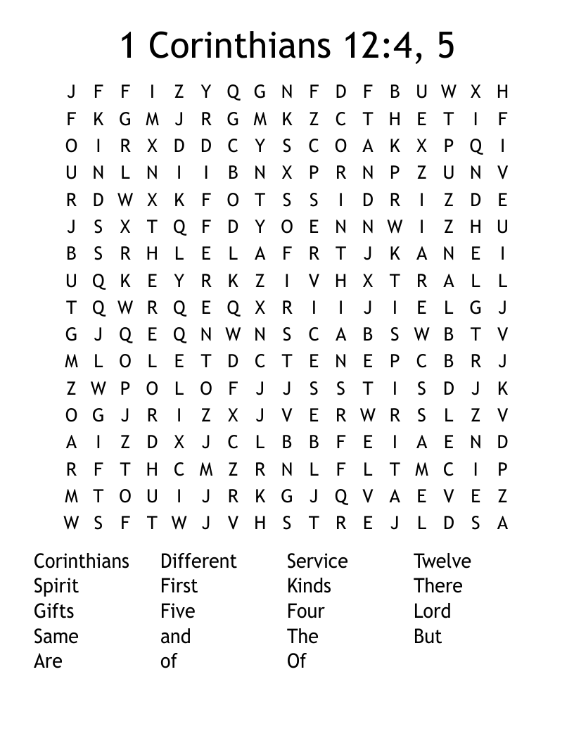 1 Corinthians 12:4, 5 Word Search