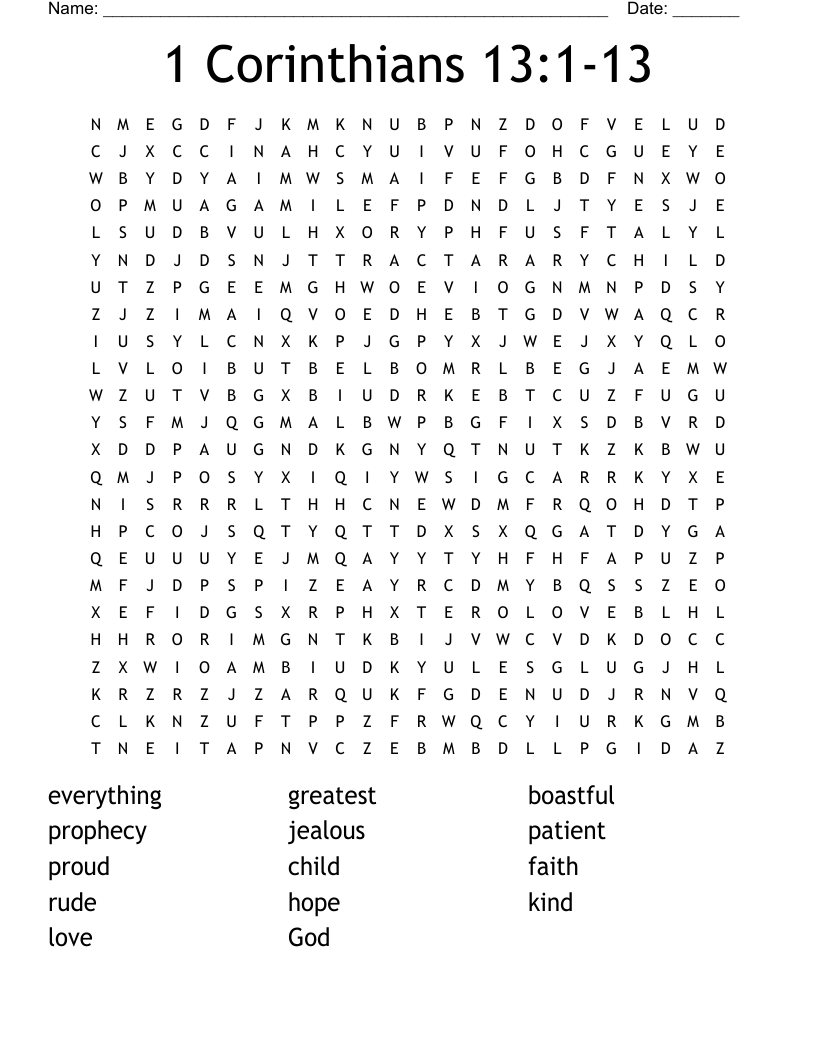 1 Corinthians 13:1-13 Word Search