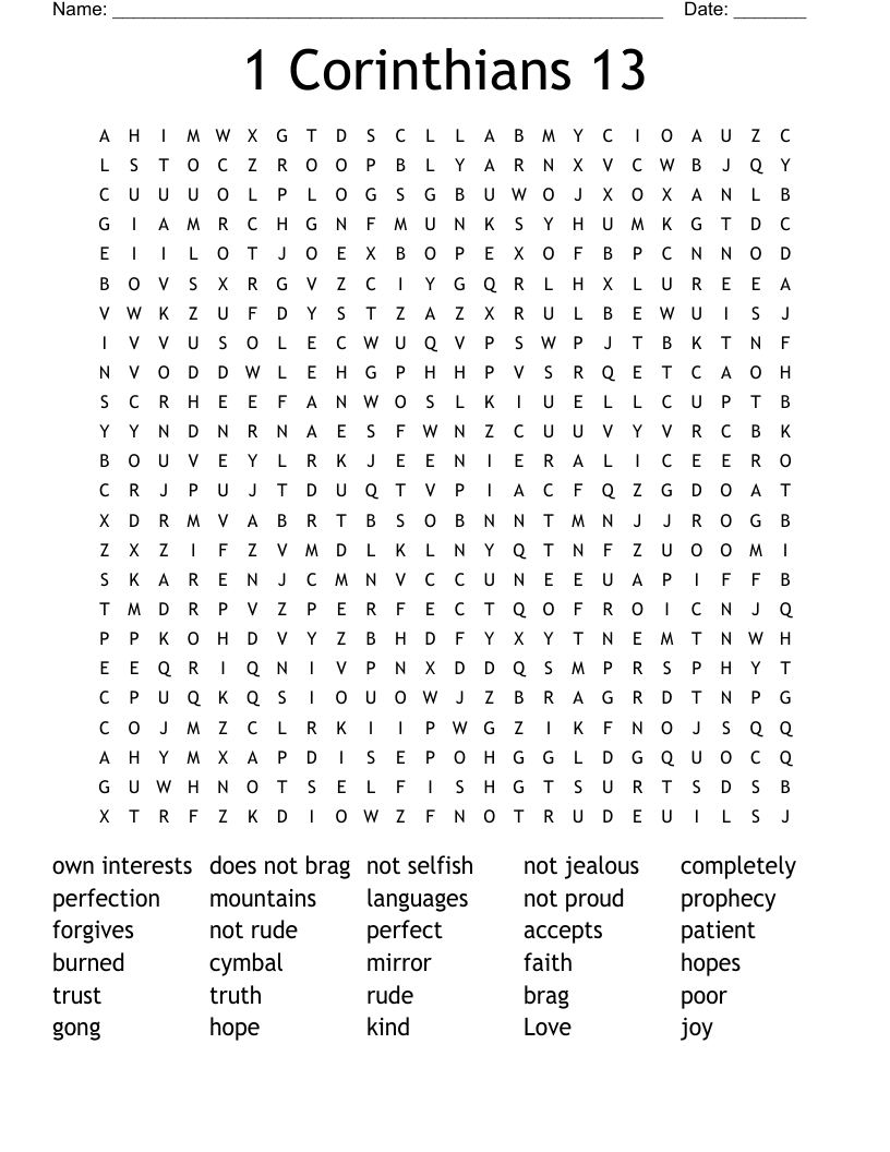 1 Corinthians 13 Word Search