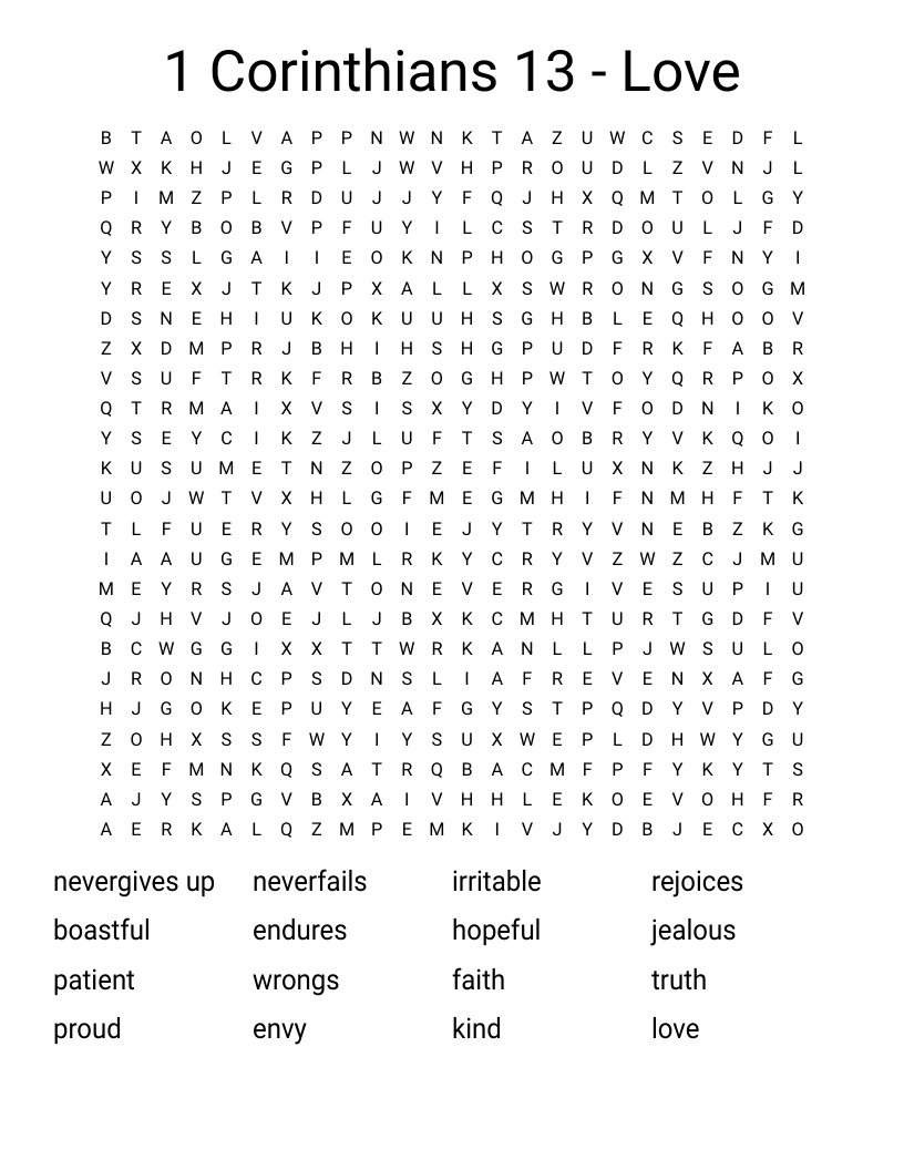 1 Corinthians 13 - Love Word Search