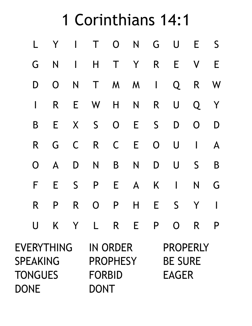1 Corinthians 14:1 Word Search