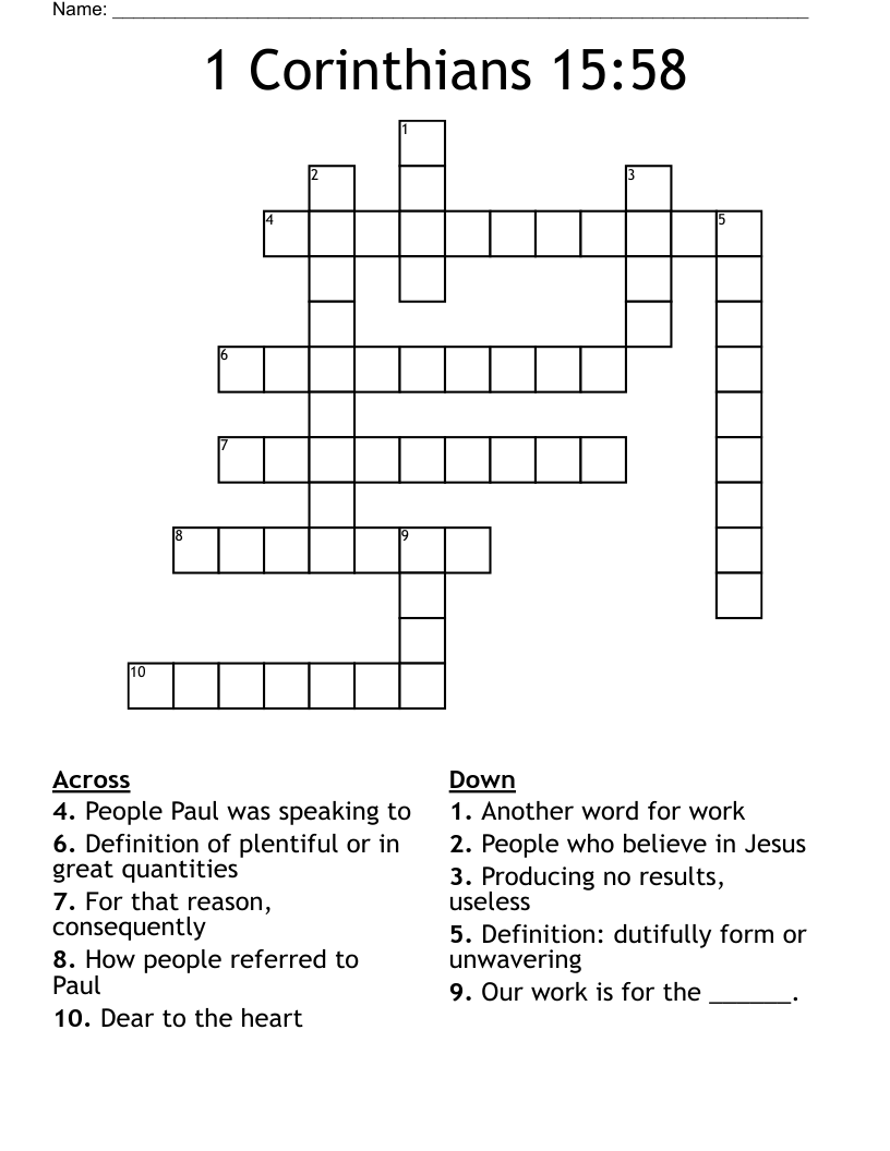 1 Corinthians 15:58 Crossword