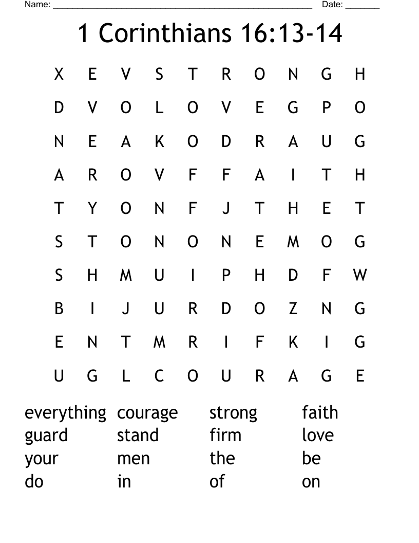 1 Corinthians 16:13-14 Word Search