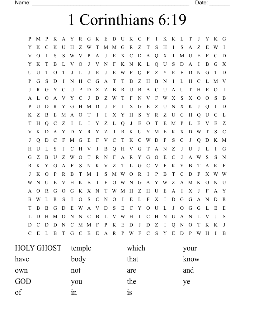 1 Corinthians 6:19 Word Search