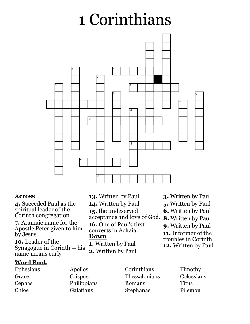 1 Corinthians Crossword