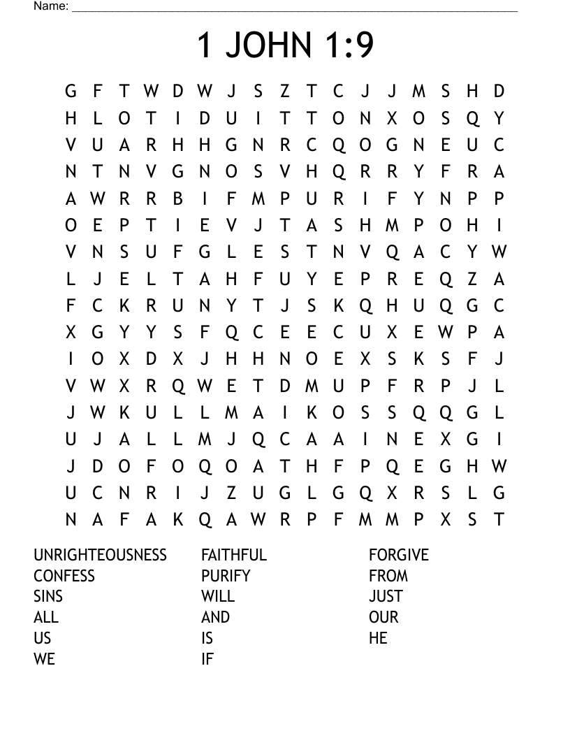 1 JOHN 1:9 Word Search