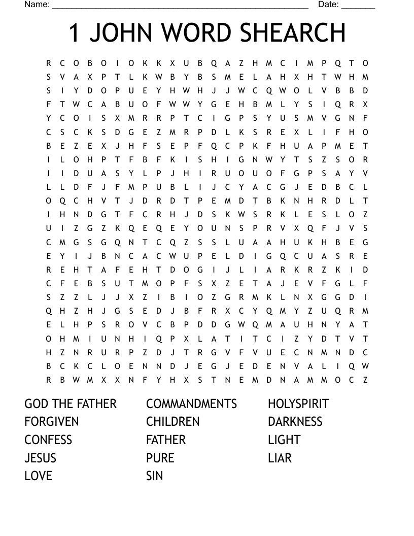 1 JOHN WORD SHEARCH Word Search