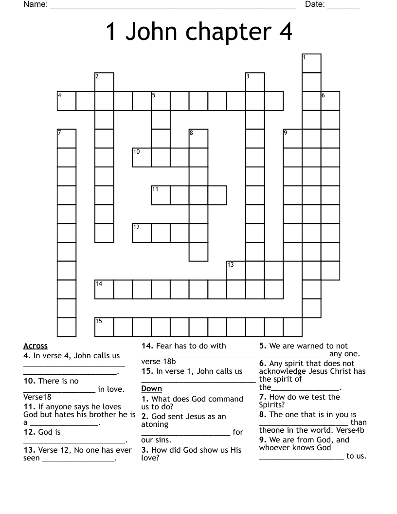 1 John chapter 4 Crossword