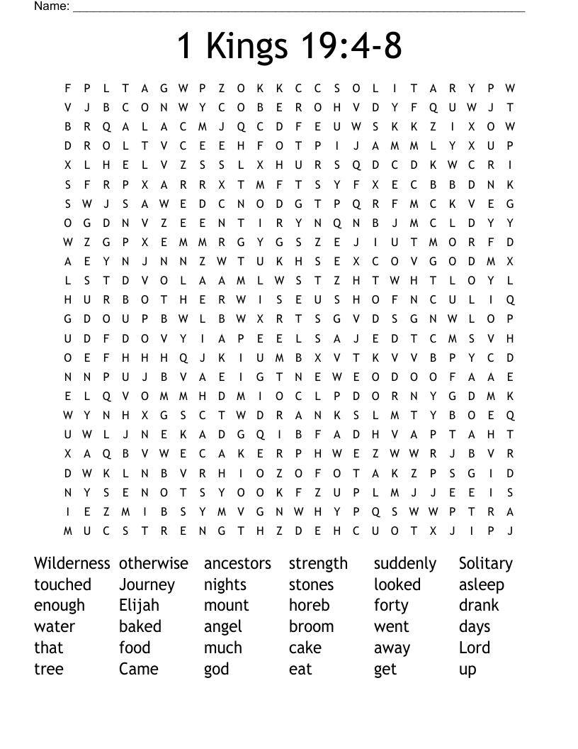 1 Kings 19:4-8 Word Search
