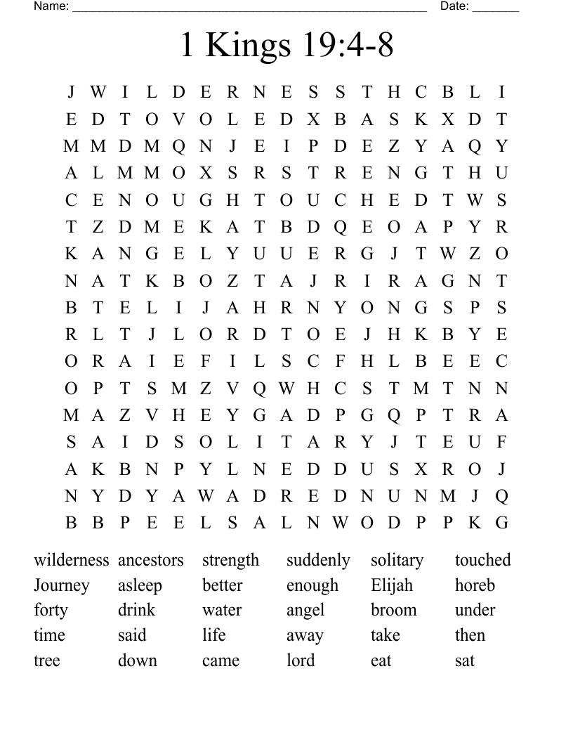 1 Kings 19:4-8 Word Search