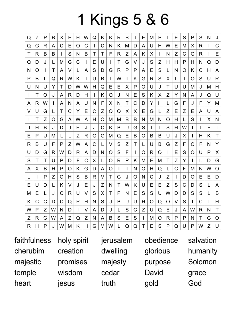 1 Kings 5 & 6 Word Search