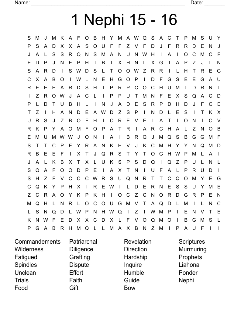 1 Nephi 15 - 16 Word Search