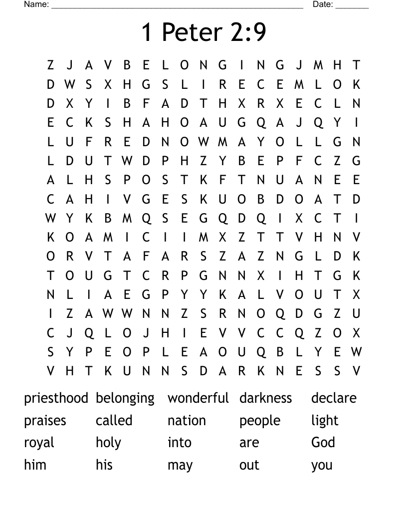 1 Peter 2:9 Word Search