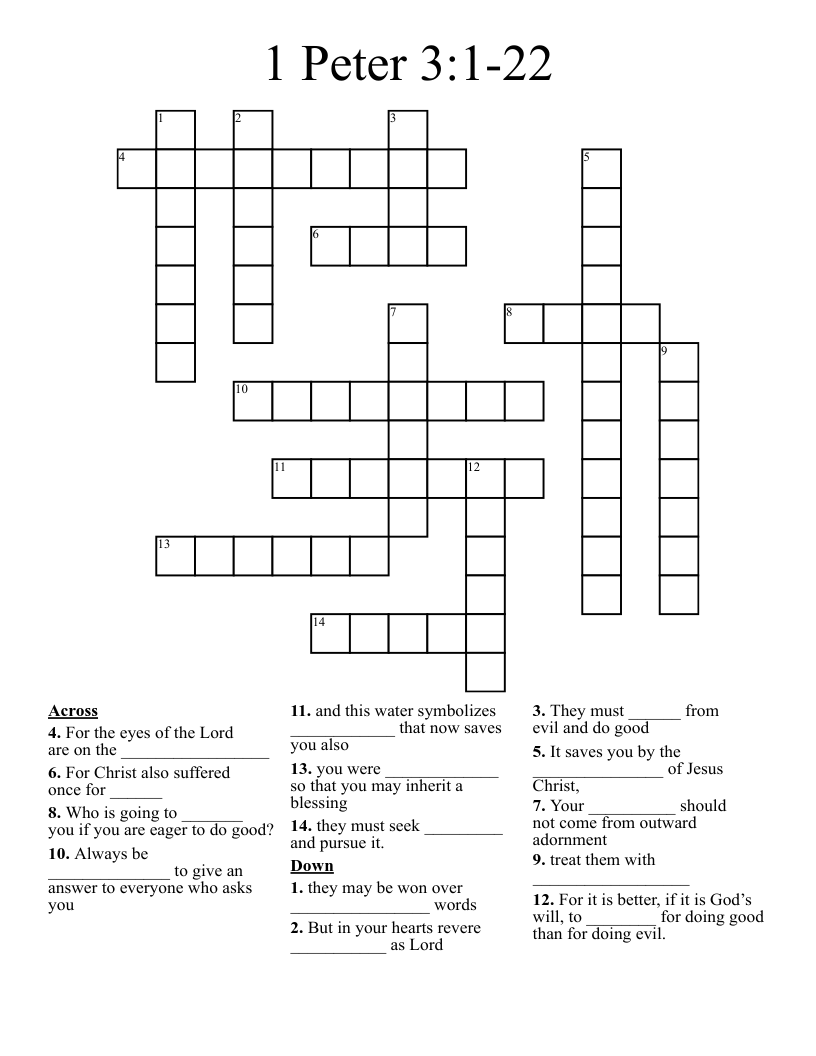 1 Peter 3:1-22 Crossword