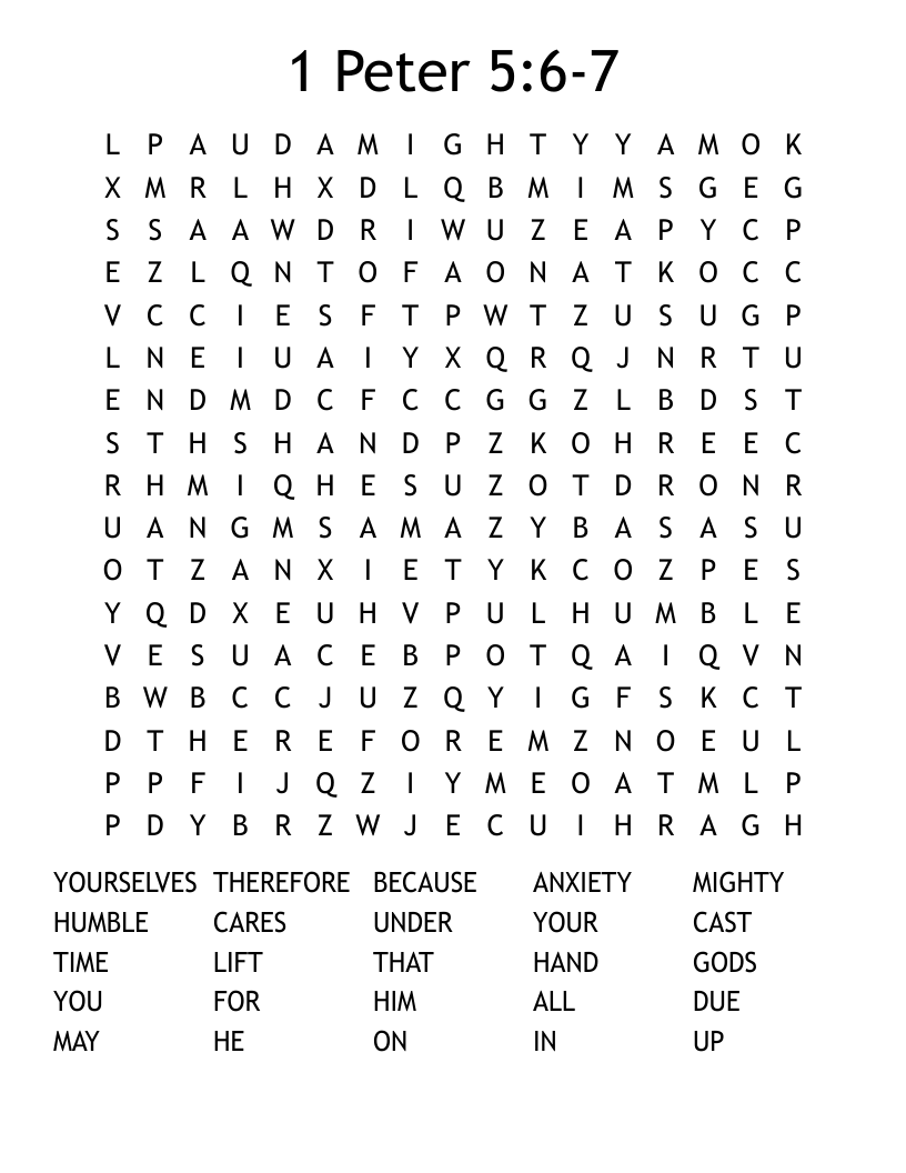 1 Peter 5:6-7 Word Search