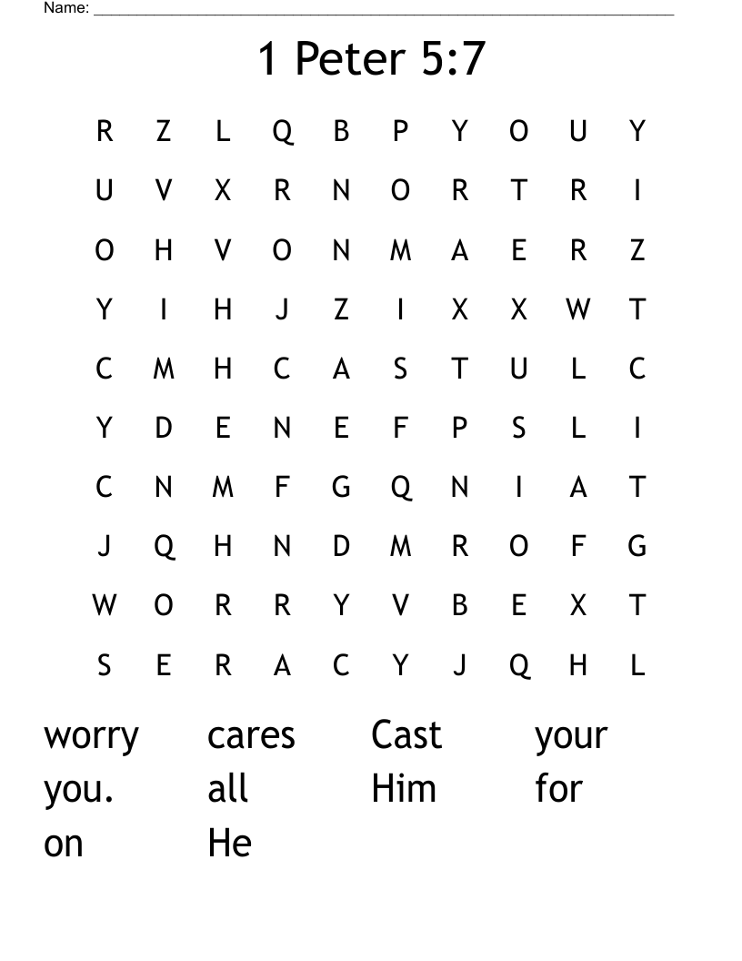 1 Peter 5:7 Word Search
