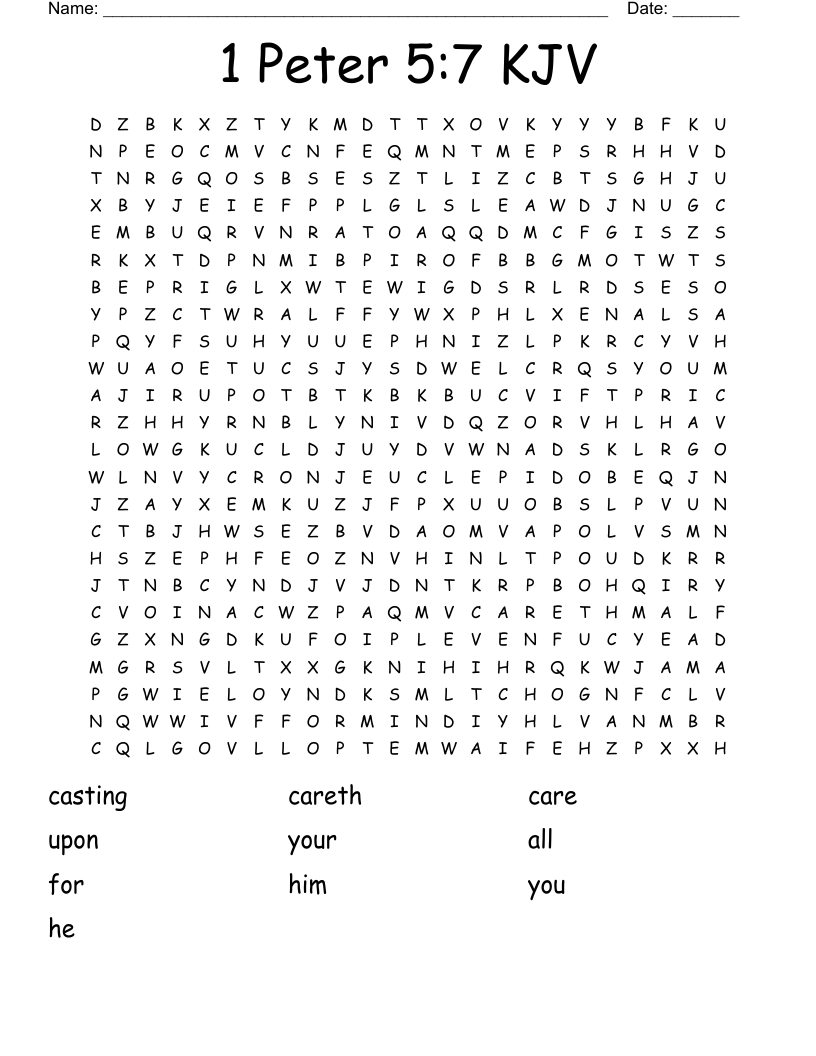 1 Peter 5:7 KJV Word Search