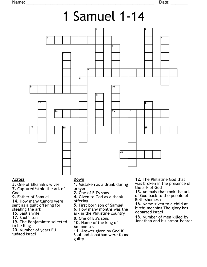 1 Samuel 1-14 Crossword
