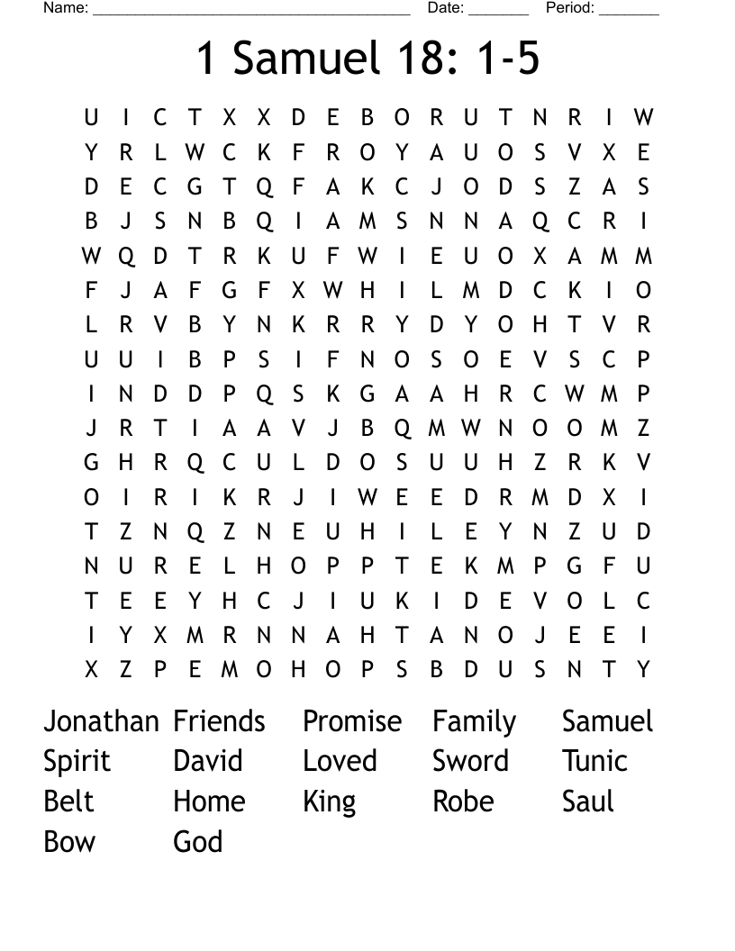 1 Samuel 18: 1-5 Word Search