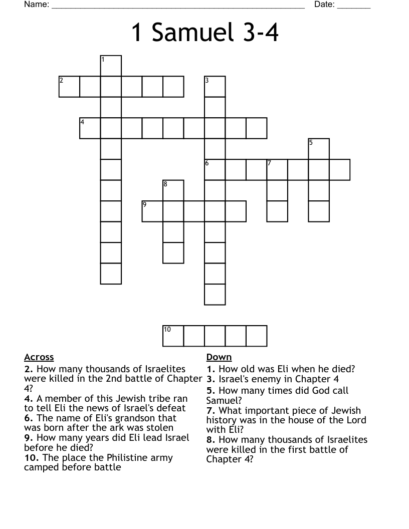 1 Samuel 3-4 Crossword