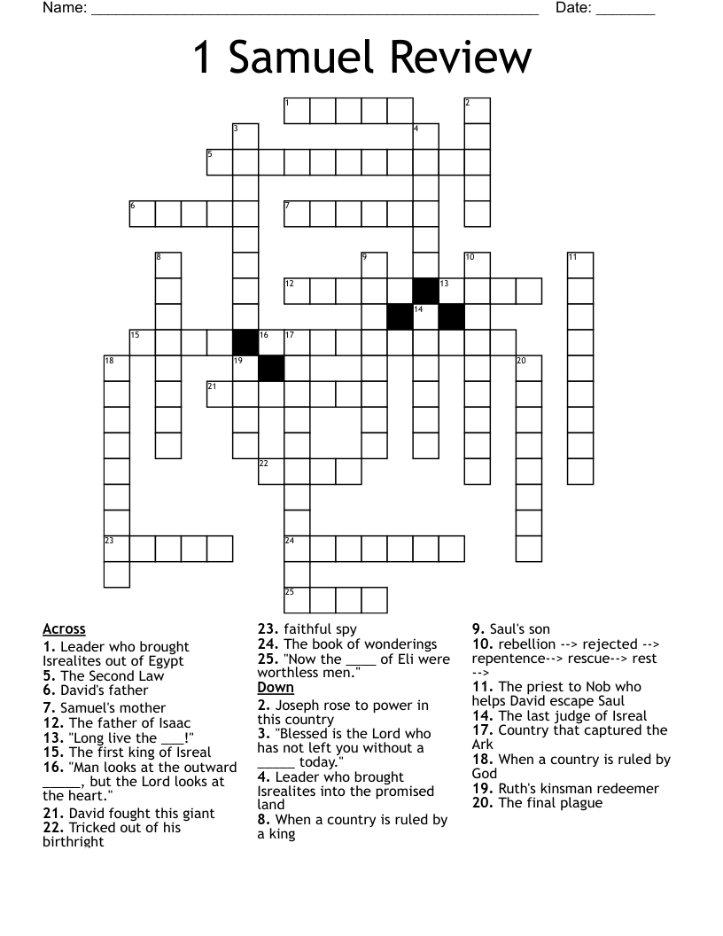 1 Samuel Review Crossword