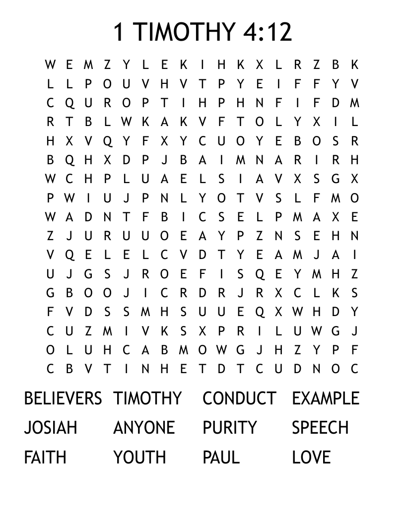 1 TIMOTHY 4:12 Word Search