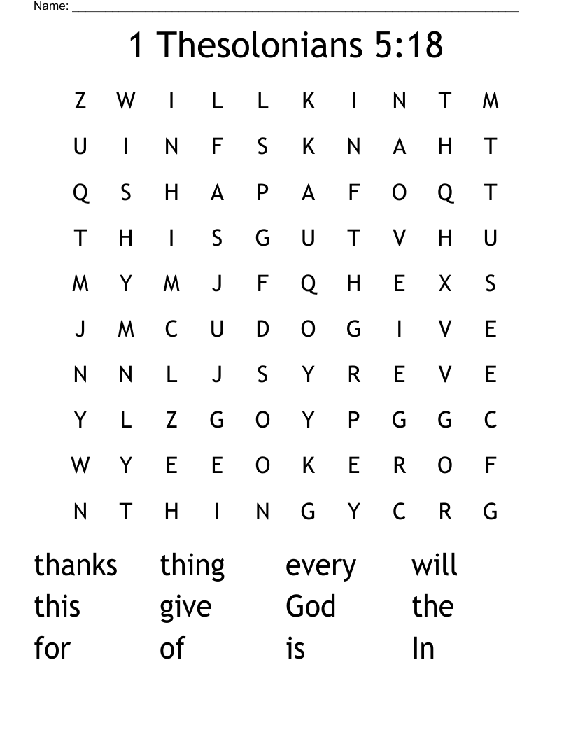 1 Thesolonians 5:18 Word Search