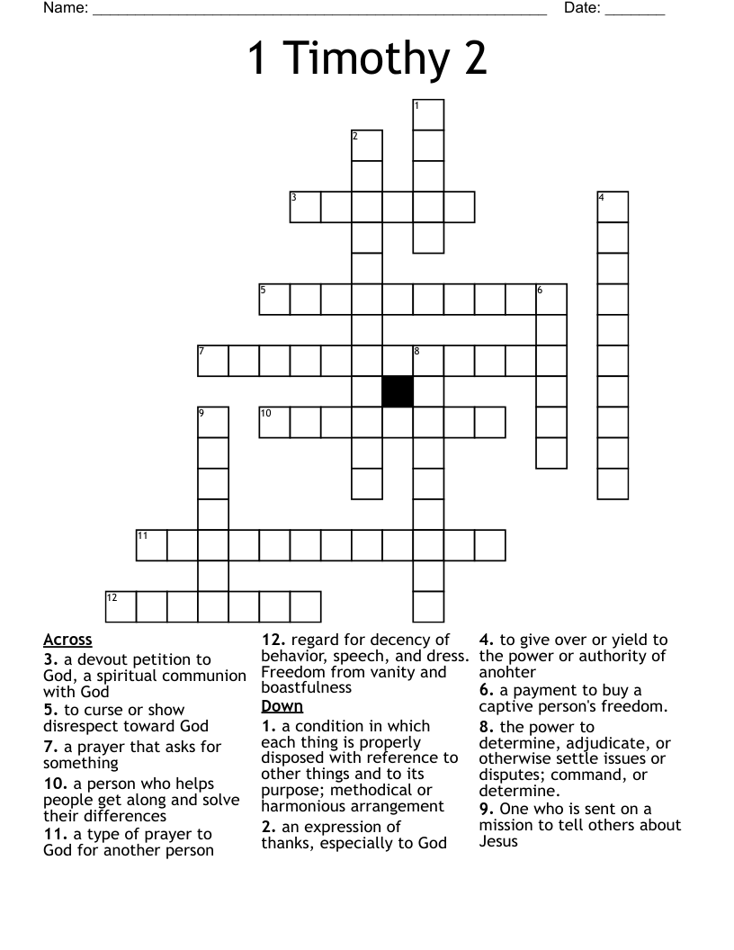 1 Timothy 2  Crossword
