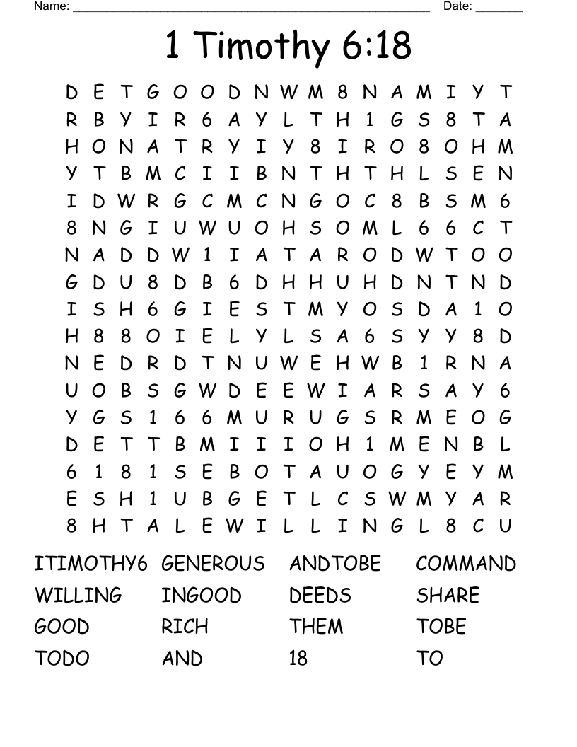 1 Timothy 6:18 Word Search