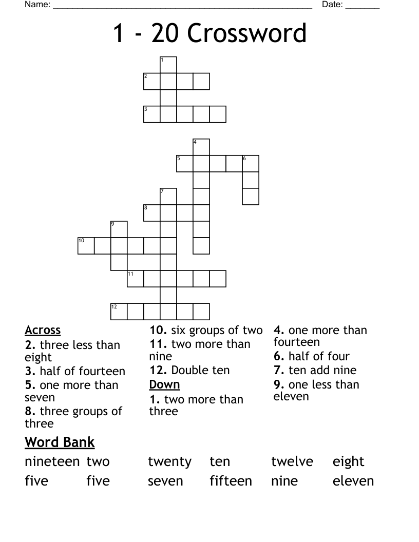 1 - 20 Crossword