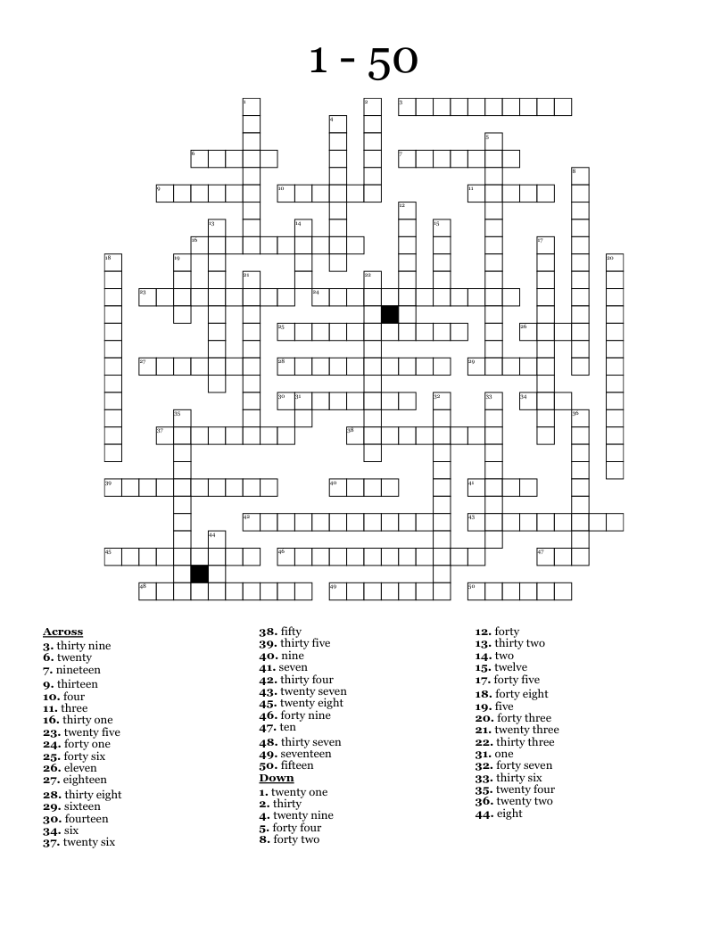 1 - 50 Crossword
