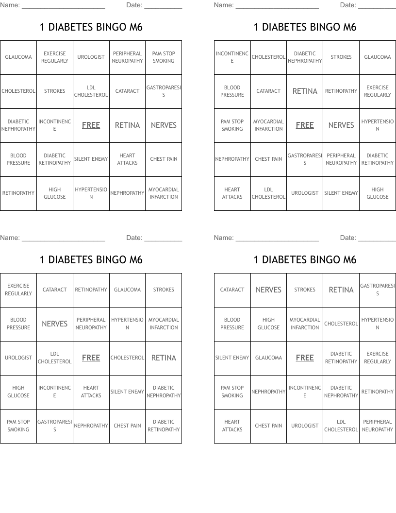 1  DIABETES BINGO  M6