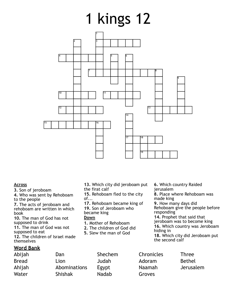 1 kings 12 Crossword