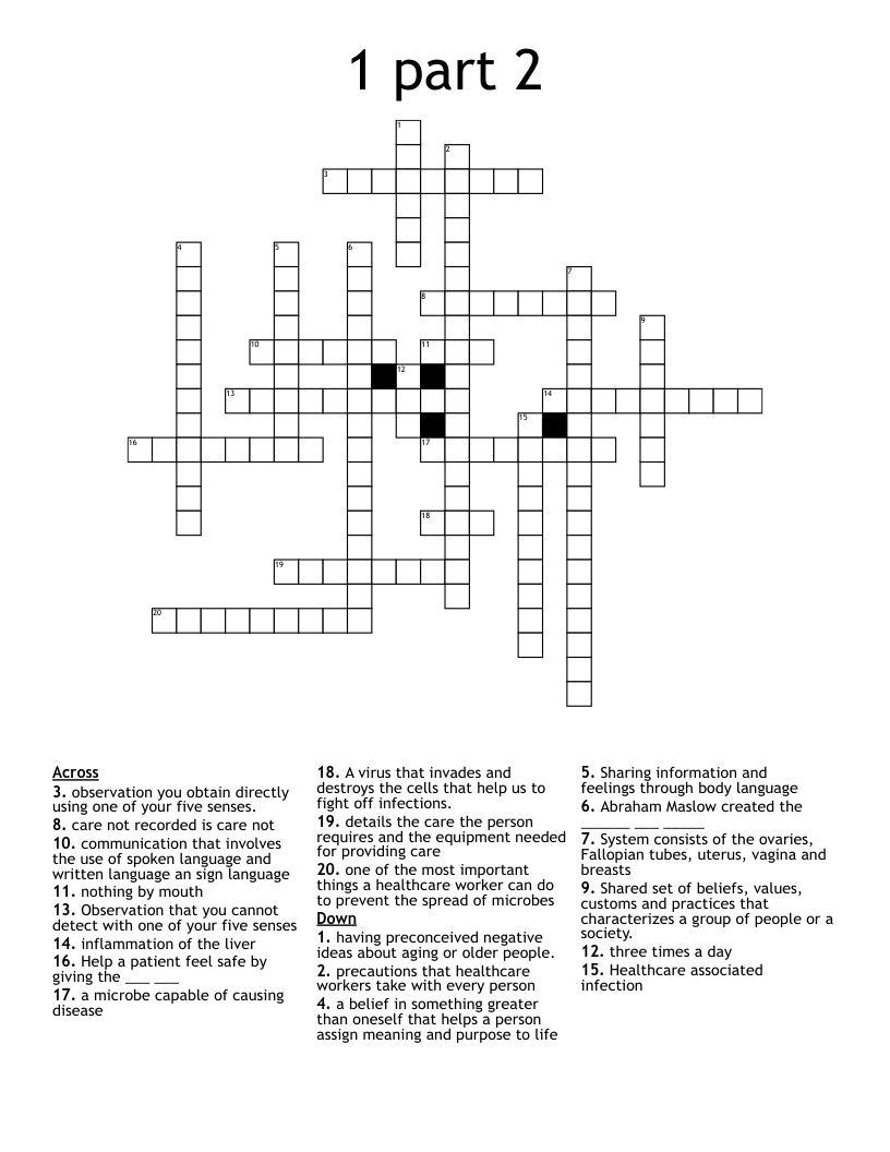 1 part 2 Crossword