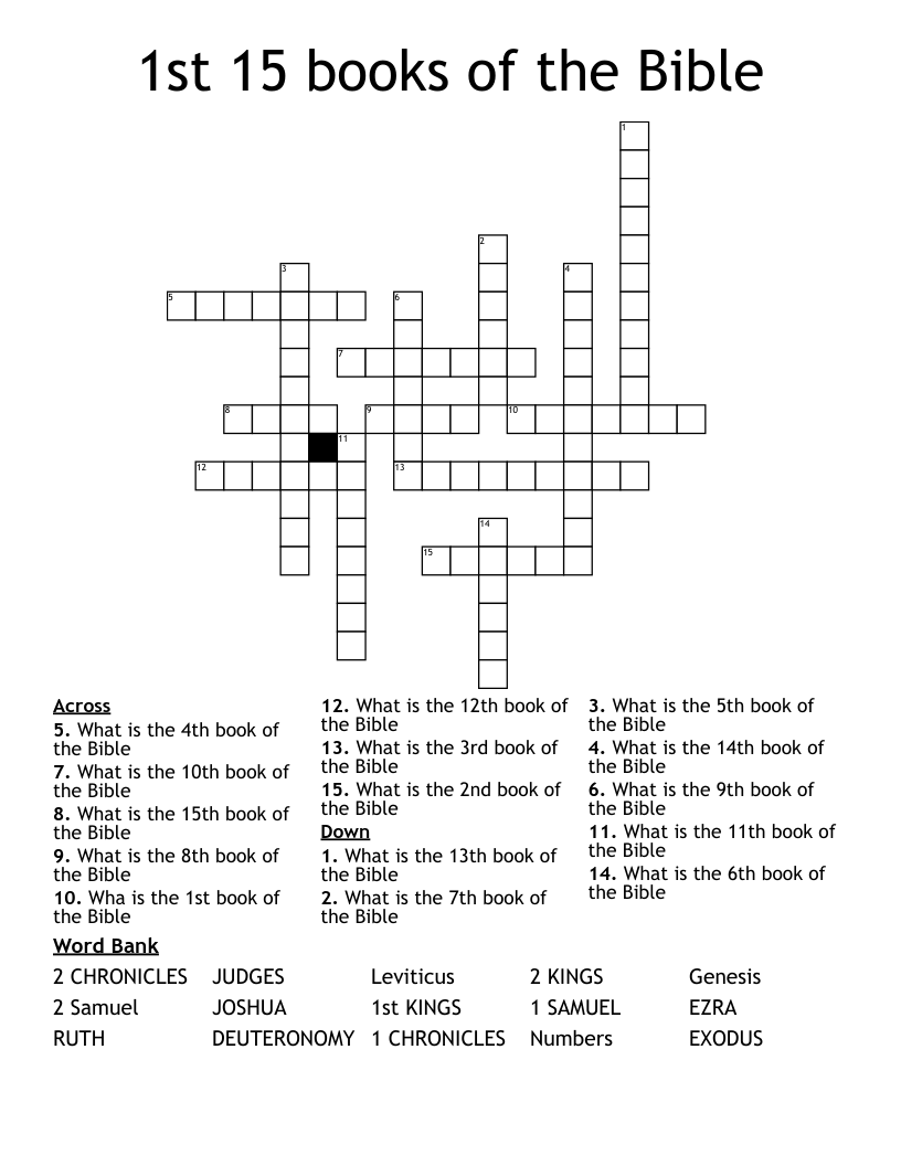 1st 15 books of the Bible Crossword