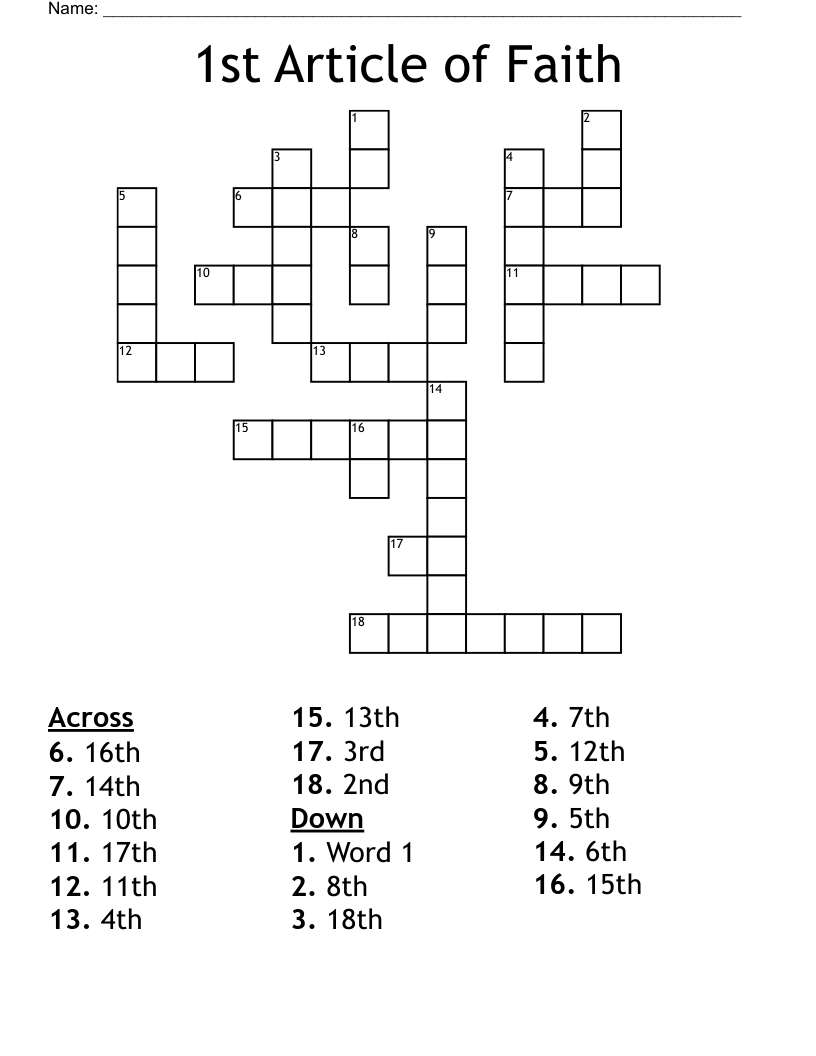 1st Article of Faith Crossword