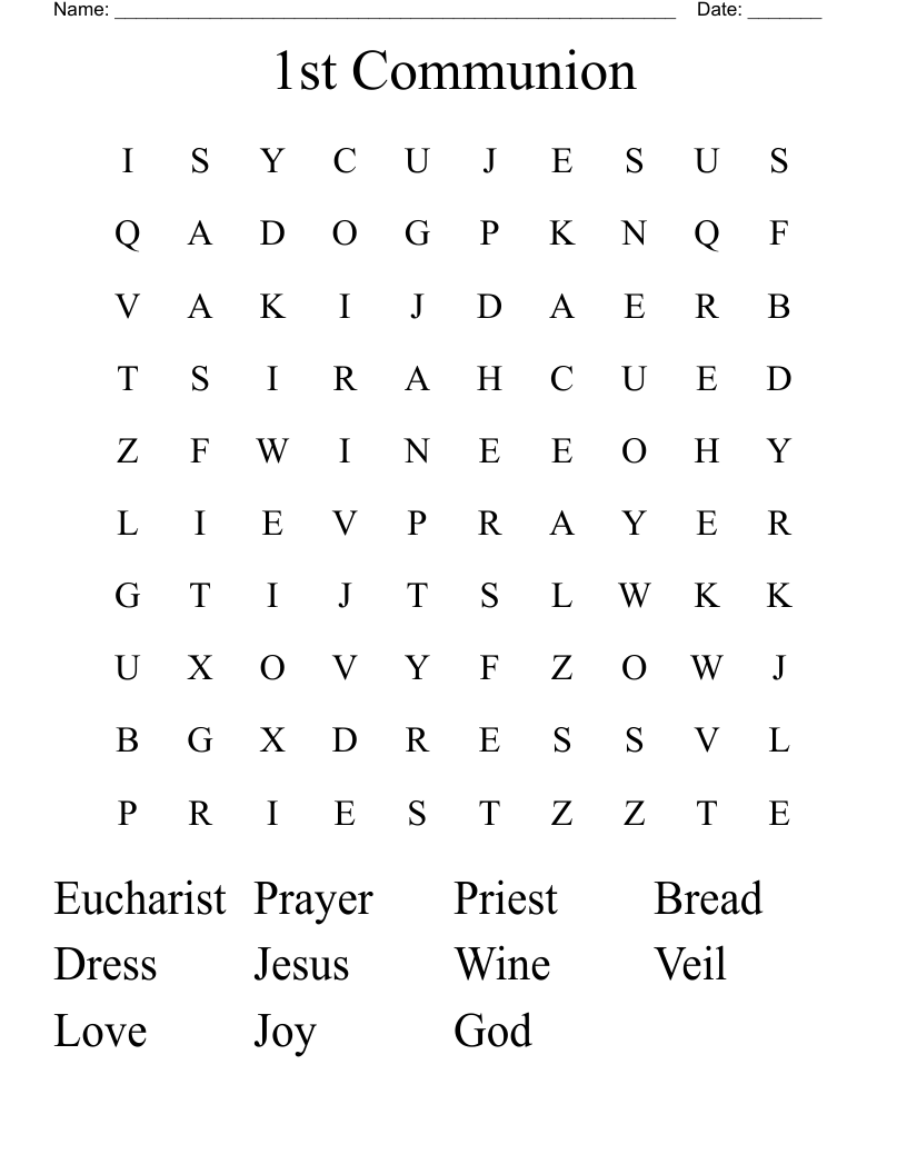 1st Communion Word Search