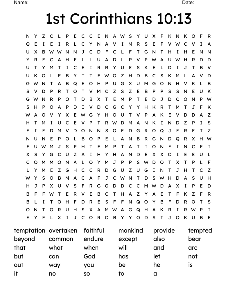 1st Corinthians 10:13 Word Search