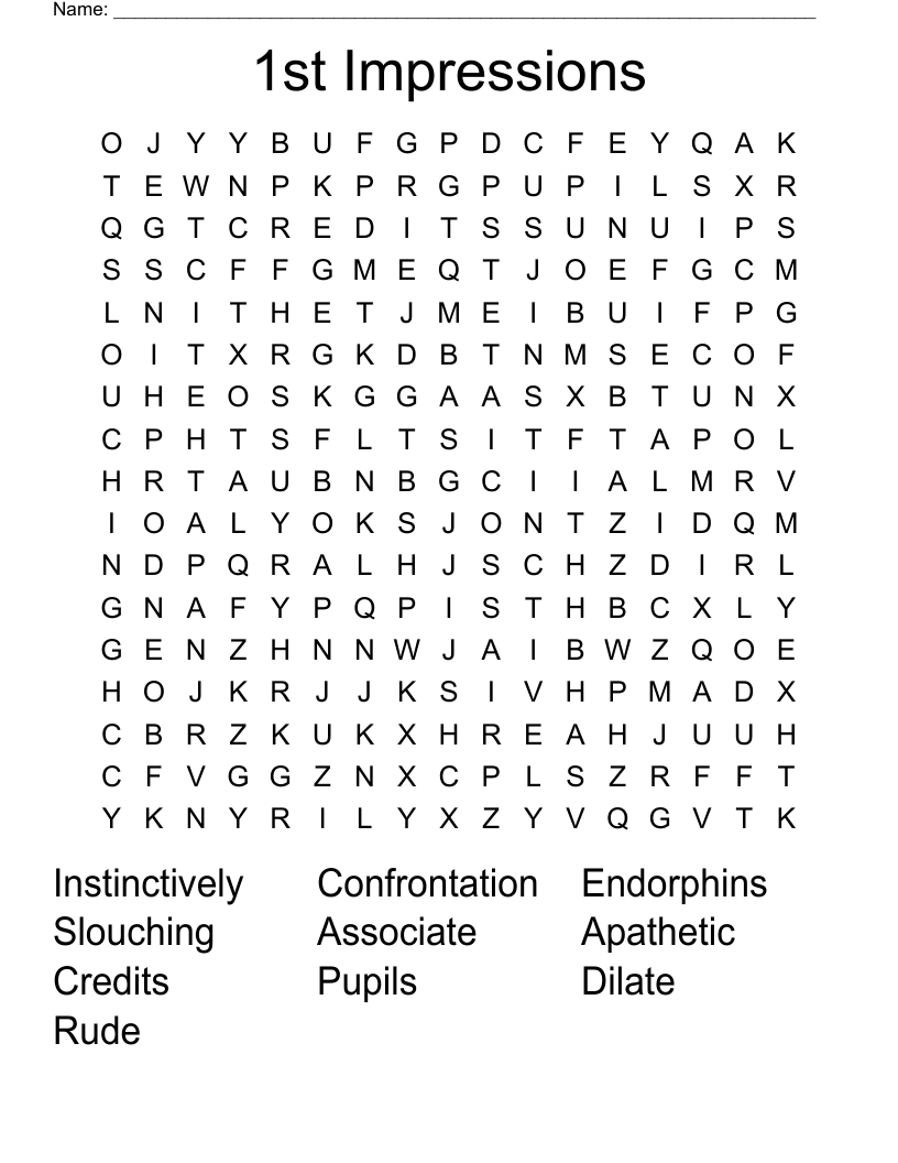 1st Impressions Word Search