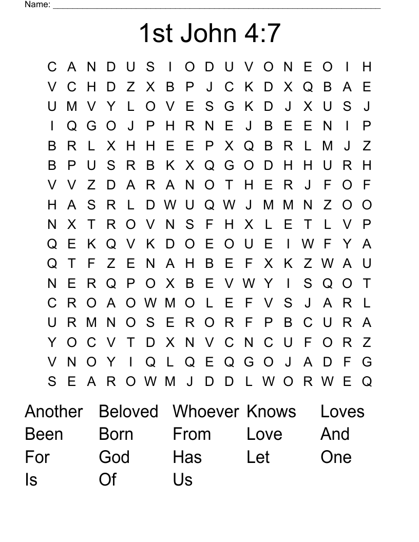 1st John 4:7 Word Search