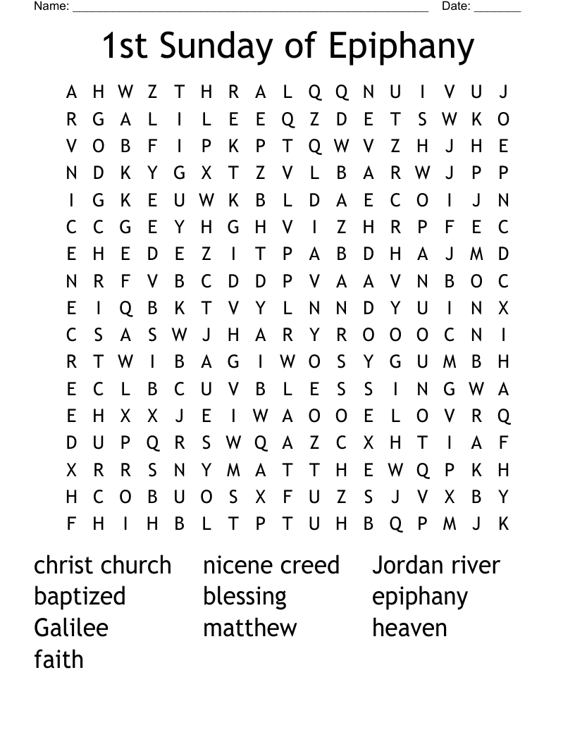 1st Sunday of Epiphany Word Search