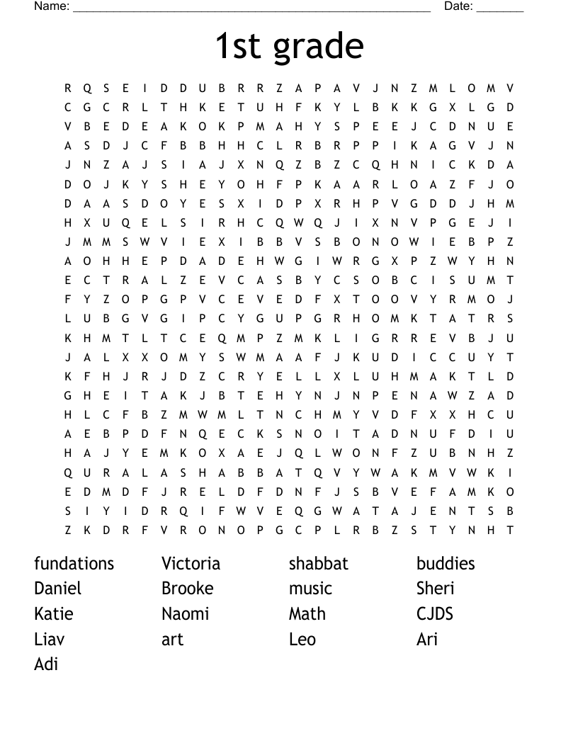 1st grade Word Search