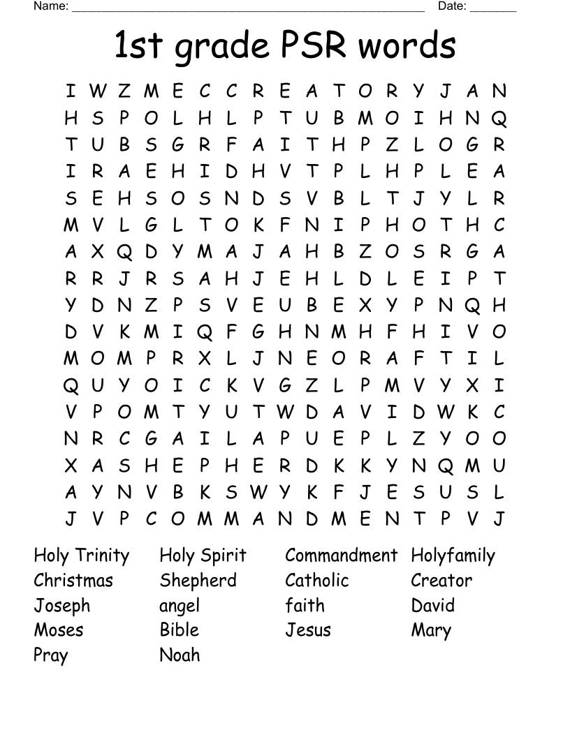 1st grade PSR words Word Search