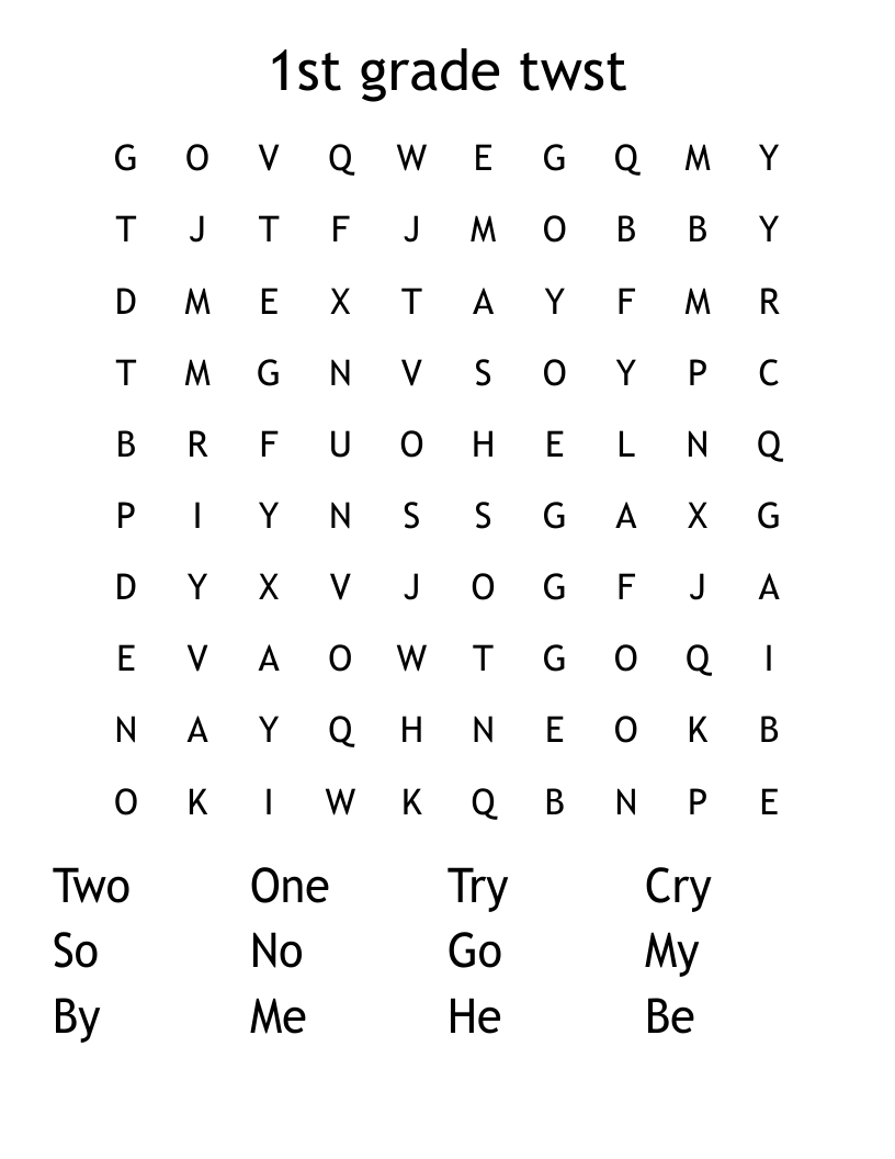 1st grade twst Word Search