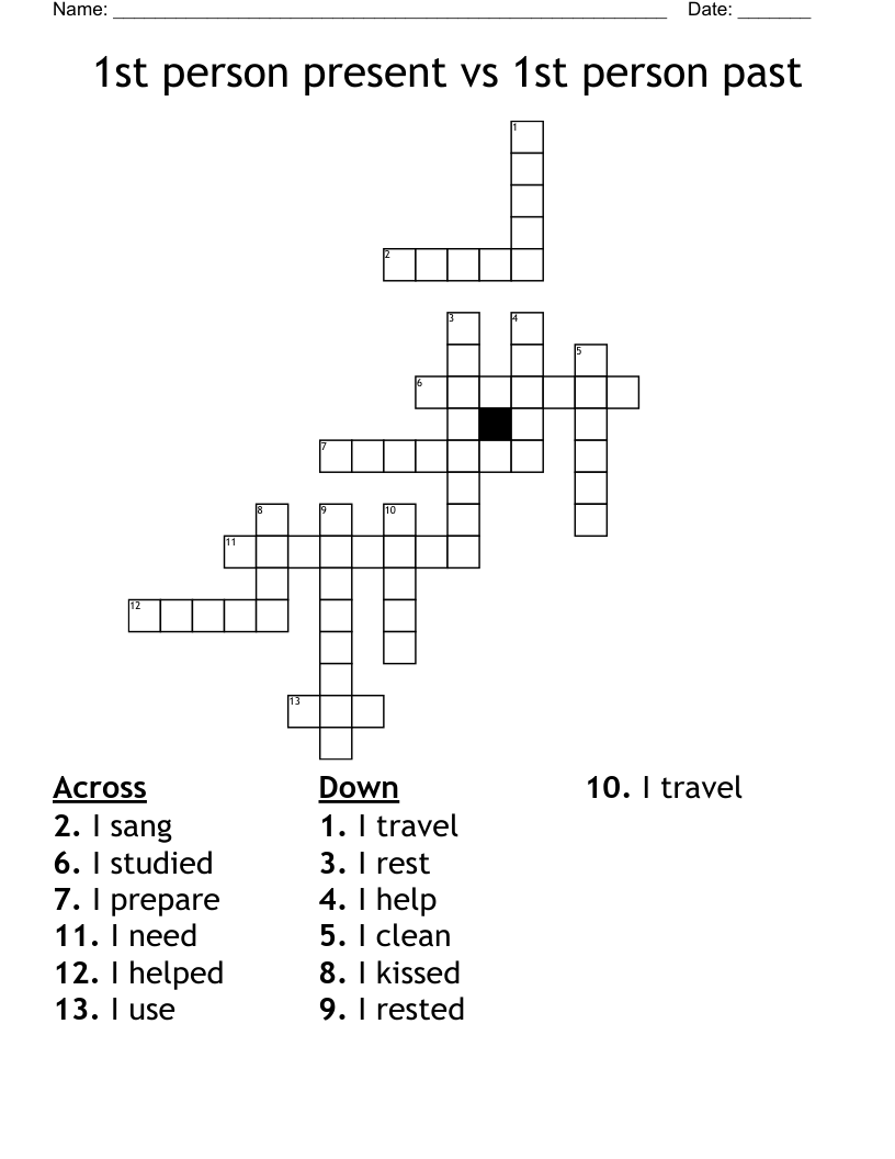 1st person present vs 1st person past Crossword